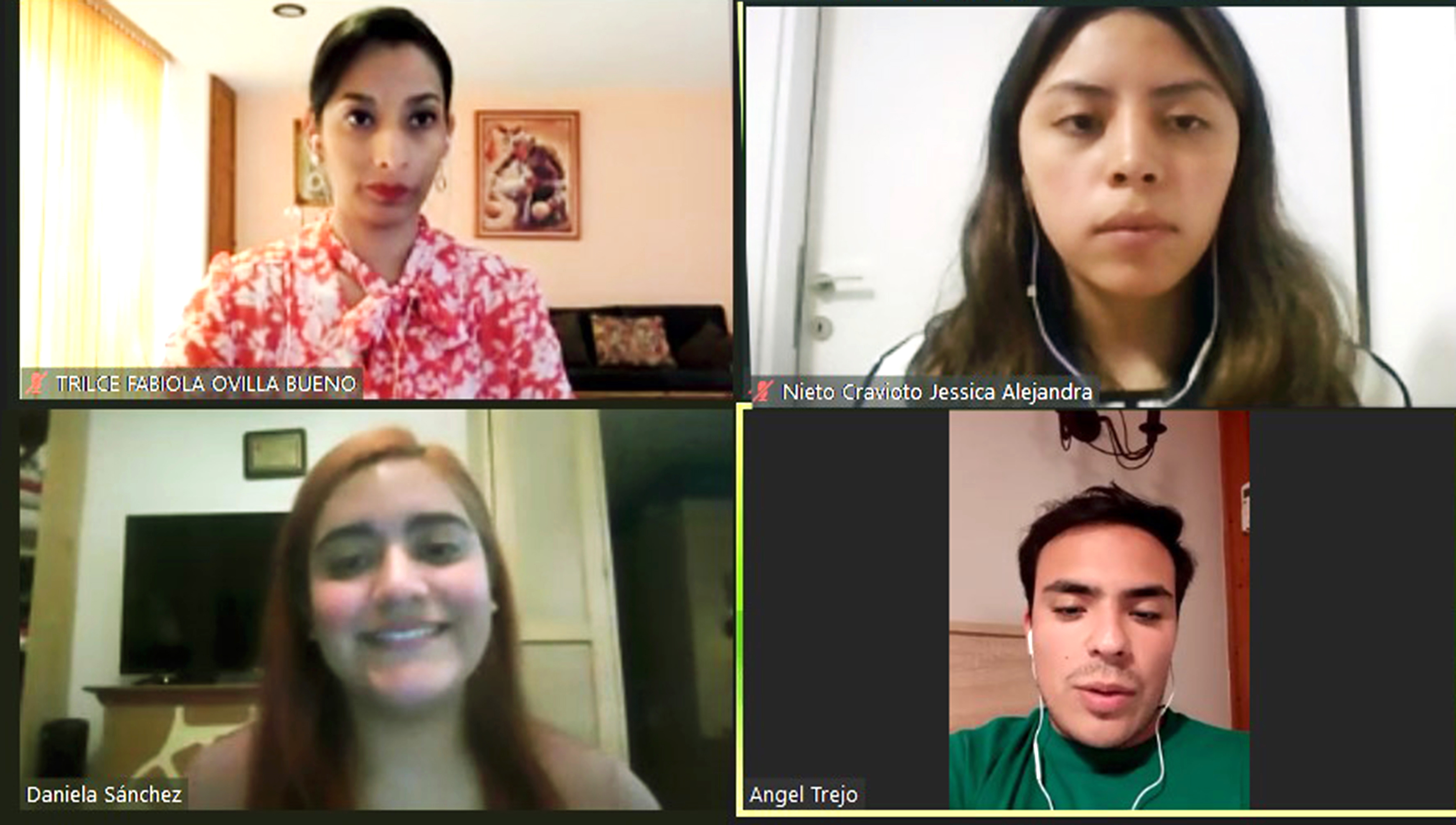 Trilce Fabiola Ovilla Bueno, Jessica Alejandra Nieto, Daniela Sánchez Monroy Ángel Trejo Munguía, los representantes de la Facultad de Derecho UNAM, en el concurso de derecho internacional universitario, en Durrës, Albania.